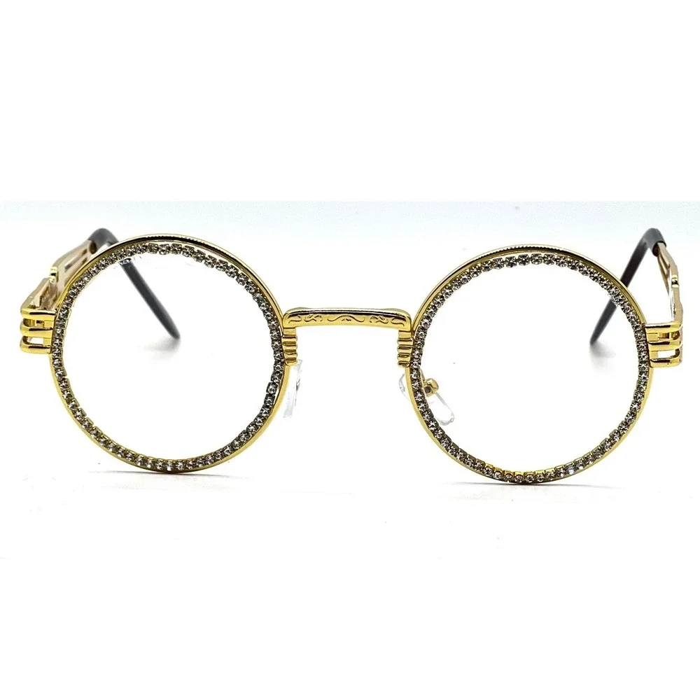 Designer Eyewear Sunglasses dazzling Clear Circle Hip Hop Cholo Street Jewel New